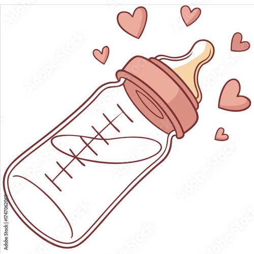 A comforting bottle of milk ready for a hungry baby, a symbol of nourishment and love, shown against a pure white background.
