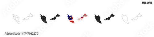 Malaysia map set. Map of Malaysia with flag.  Vector EPS 10