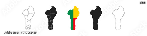 Benin map set. Map of Benin with flag.  Vector EPS 10