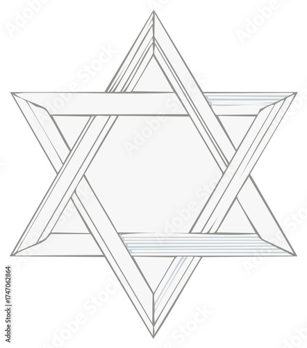Stylized Interwoven Star of David Geometric Design Abstract Hexagram Symbol Illustration