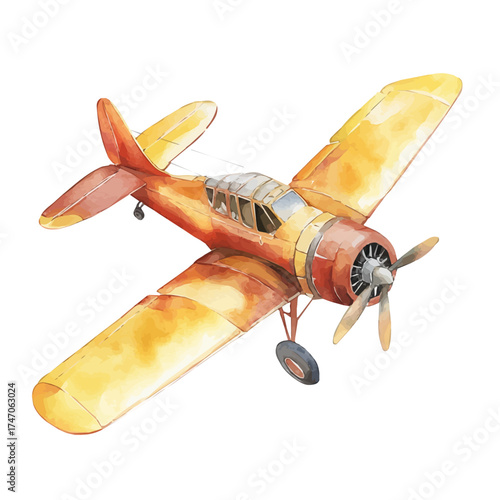 watercolor of Plane, vector, isolated on a white background.