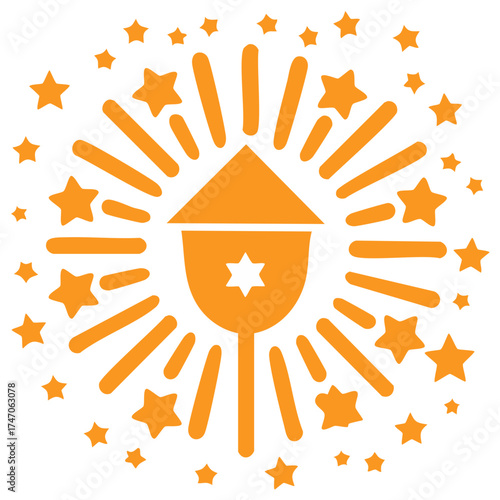 Abstract illustration of a lantern with stars in a graphic design