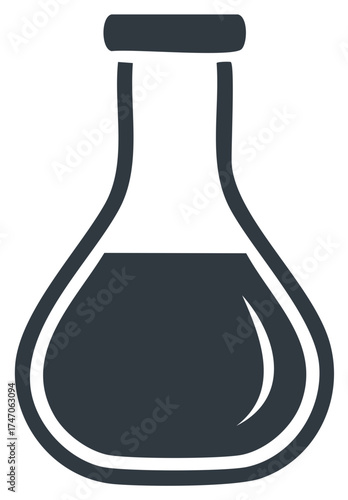 Laboratory Flask with Dark Liquid for Scientific Experimentation and Research