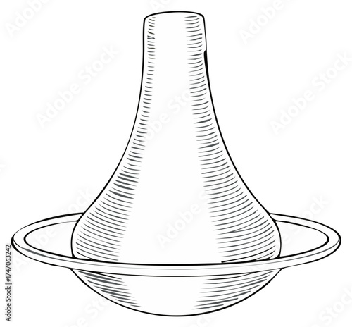 Elegant Engraved Coffee Pot Set: Decorative Vessel with Classic Hatching and Detailed Craftsmanship