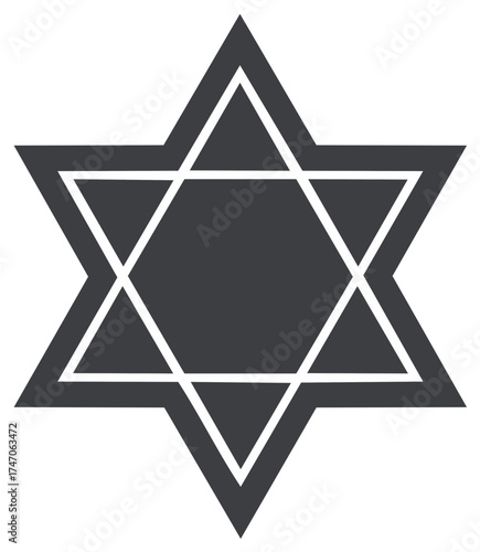 Star of David Icon Six Pointed Star Symbol Vector Design Sign Ornament Shape Decoration Geometric