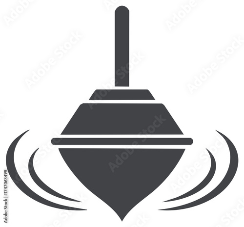 Whirling top spinning icon or symbol in gray color, vector illustration