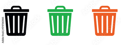 Trash bin icon vector illustration — clean minimalist black silhouette design perfect for UI icons, waste management, eco themes, and infographics.

