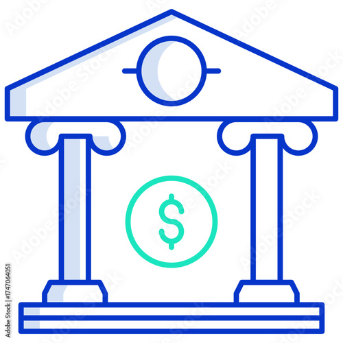 bitcoin bank outline color icon design