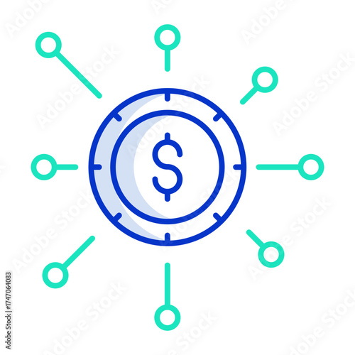 business connection outline color icon design