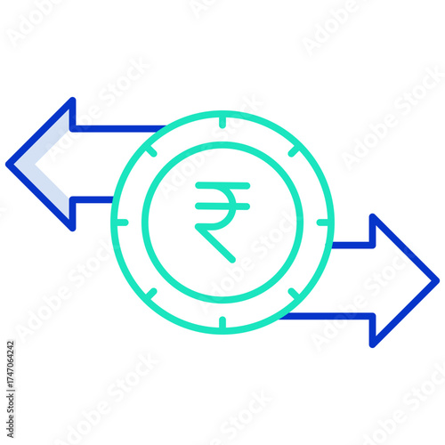rupee exchange rates outline color icon design