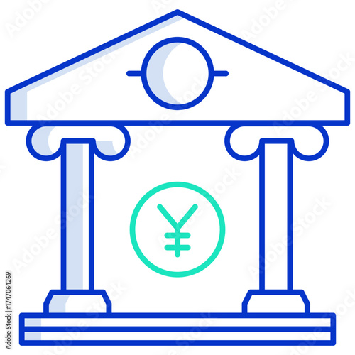 financial Institution outline color icon design