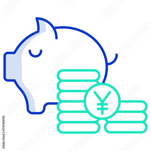 piggy bank money outline color icon design