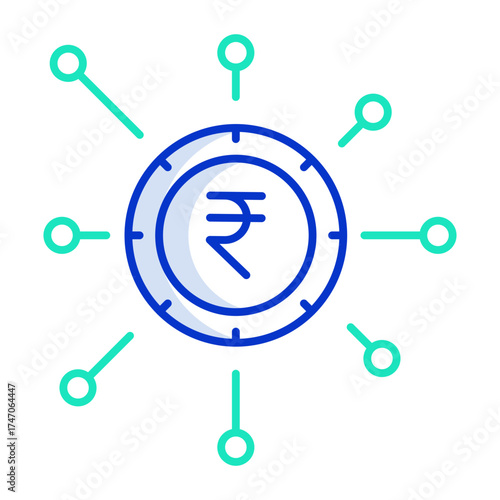 dollar yen outline color icon design