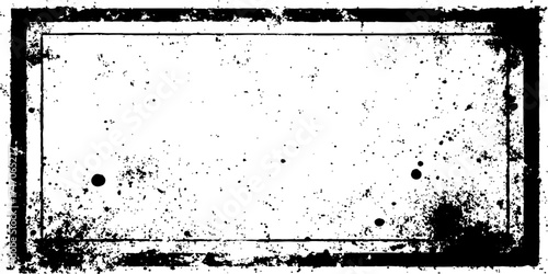 Schilderij op canvas Black grunge texture border frame white background