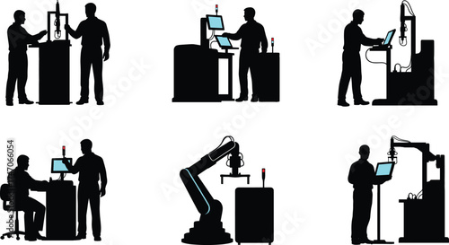 Christmas zombie automation illustration, human robot interaction, workplace technology, artificial intelligence, robotics collaboration, industry 4.0, digital 