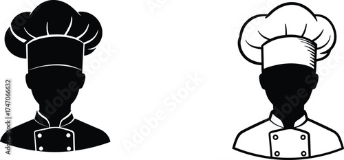 Christmas zombie chef silhouettes, professional cooking, culinary art, restaurant kitchen, food preparation, gastronomy, uniform design, hospitality industry, culinary teamwork, chef illustration