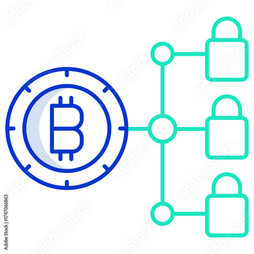 bitcoin block chain outline color icon design