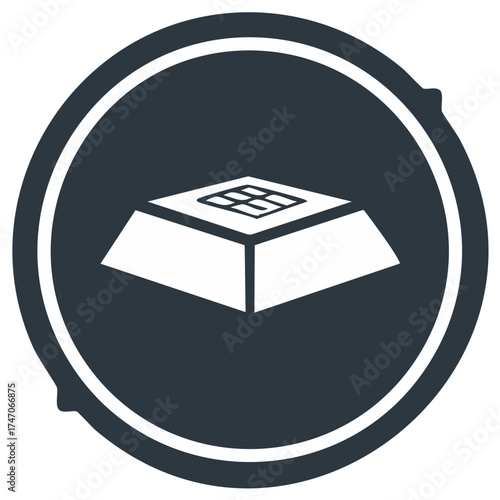 Gold bar icon inside a circle, minimal design