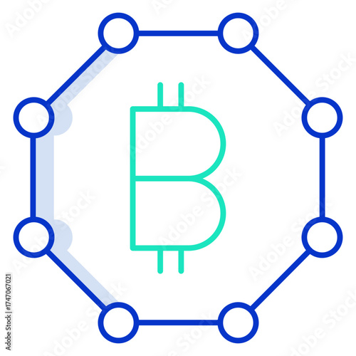 bitcoin chain link outline color icon design