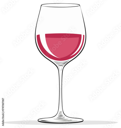 Red Wine Glass Illustration Stylized Drawing Beverage Drink Graphic