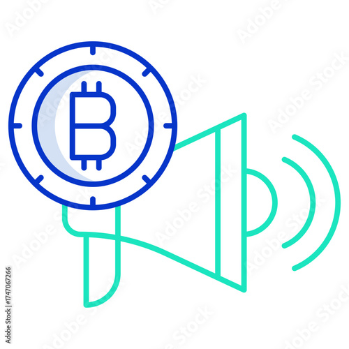 bitcoin marketing outline color icon design