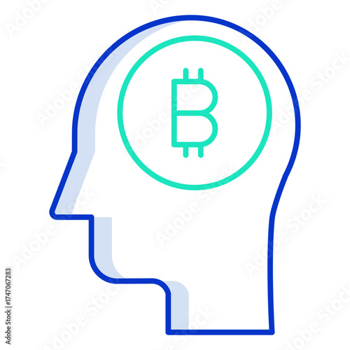 bitcoin mind outline color icon design