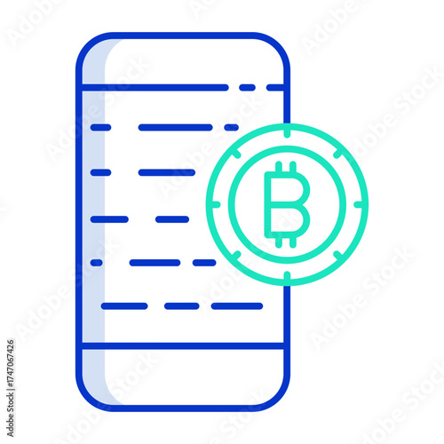 bitcoin smartphone outline color icon design