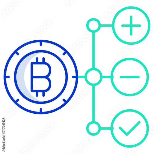 bitcoin structure outline color icon design