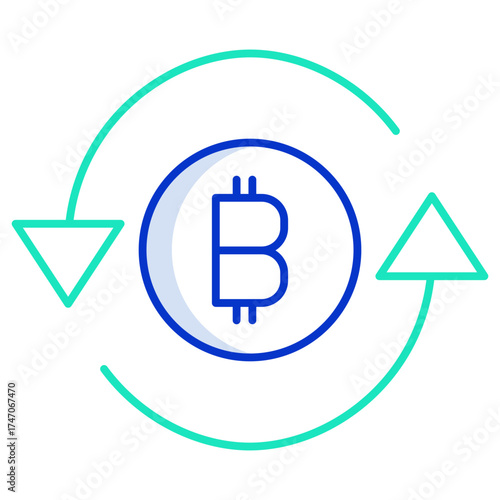 bitcoin sync outline color icon design