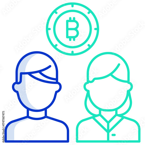 bitcoin user account outline color icon design
