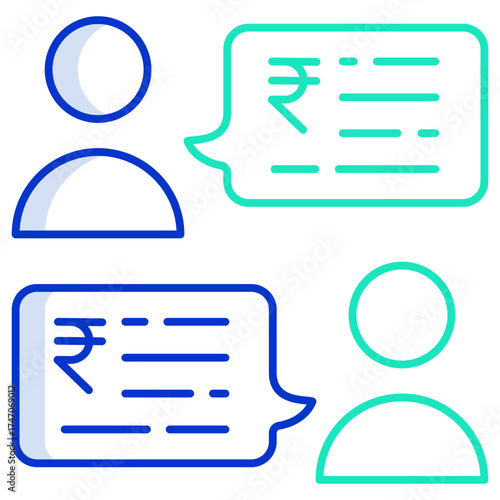 business chat rupee outline color icon design outline color icon design