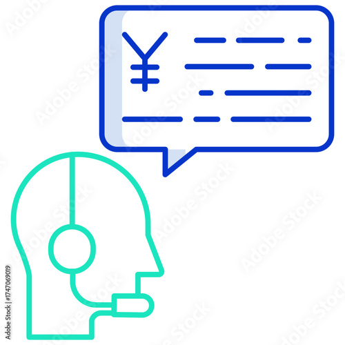 business chat yen outline color icon design outline color icon design