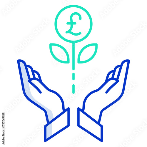 business grow pound outline color icon design outline color icon design