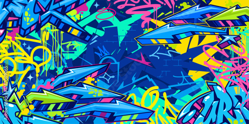 Colorful Abstract Urban Style Hiphop Graffiti Street Art Vector Illustration Background Template
