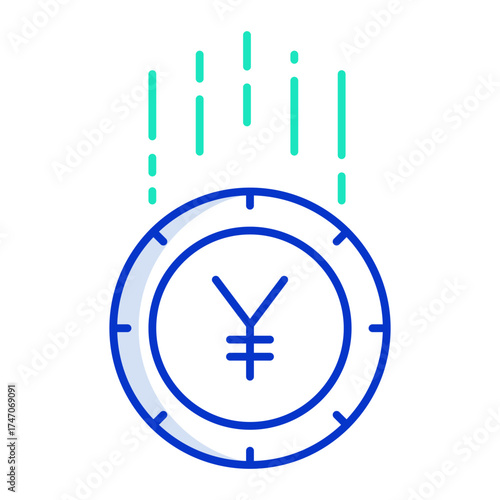 coins yen outline color icon design