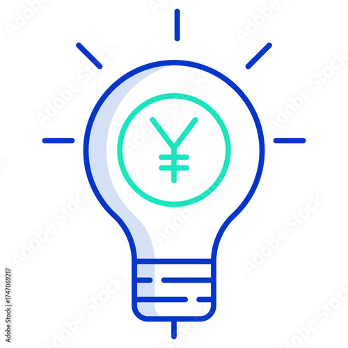yen idea outline color icon design