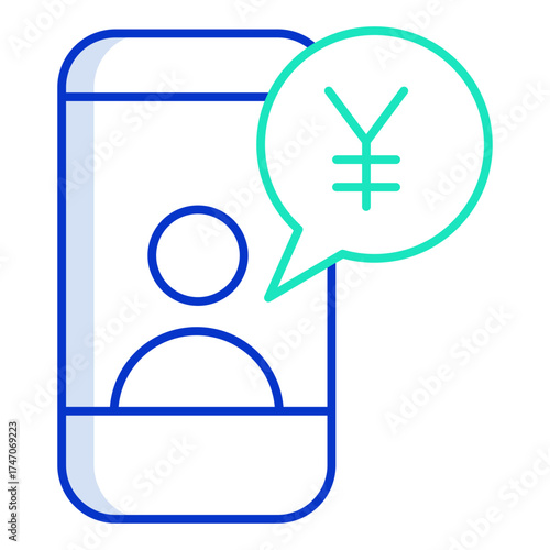 mobile yen user outline color icon design