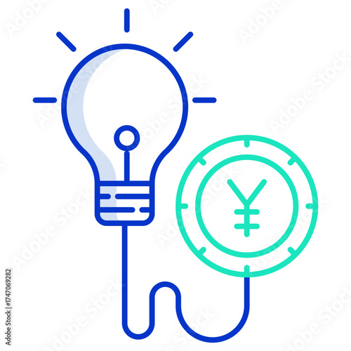yen solution outline color icon design