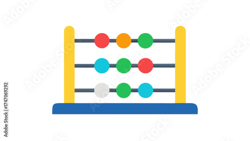 Colorful abacus with three rows of beads counting math