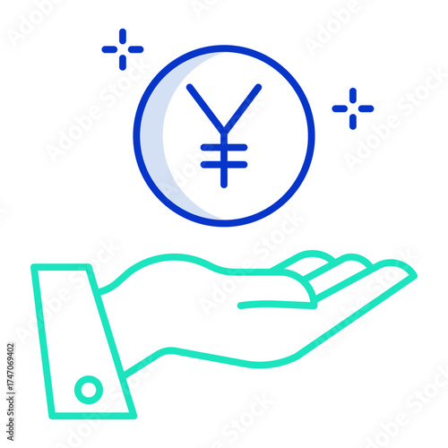 yen savings outline color icon design