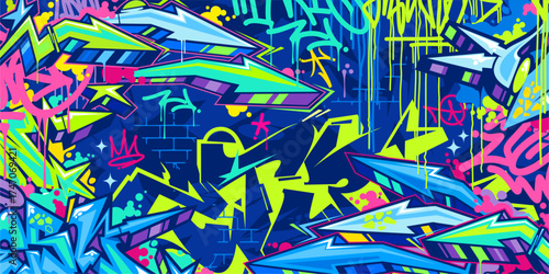 Trendy Abstract Urban Style Hiphop Graffiti Street Art Vector Illustration Background Template