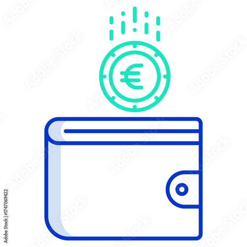 euro wallet outline color icon design