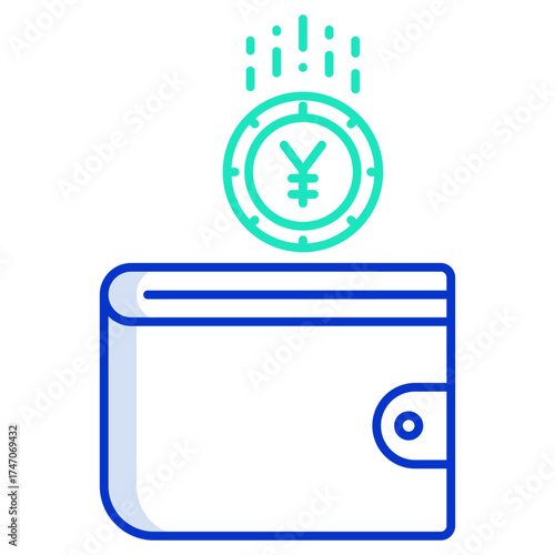 wallet coin outline color icon design