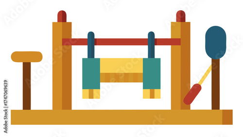 Traditional Gong and Mallet Illustration musical instrument
