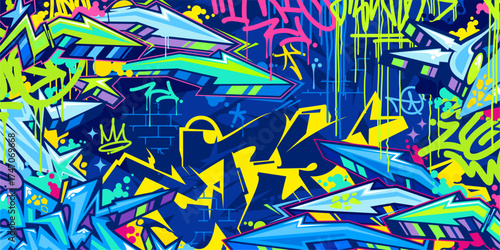 Trendy Abstract Urban Style Hiphop Graffiti Street Art Vector Illustration Background Template