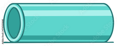Cartoon Style Teal Pipe Illustration Hollow Cylinder Vector Graphic