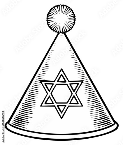 Party Hat with Star of David for Hanukkah Celebration Graphic Symbol Illustration