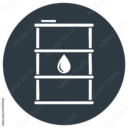 Oil Barrel and Drop Icon in a Dark Circle