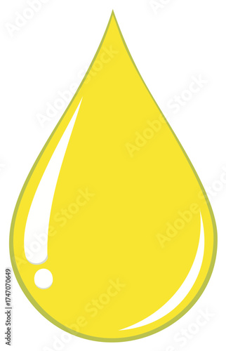 Graphic vector oil drop illustration with highlights in yellow color for industrial themes