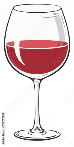 Clear Wine Glass Filled with Rich Red Wine